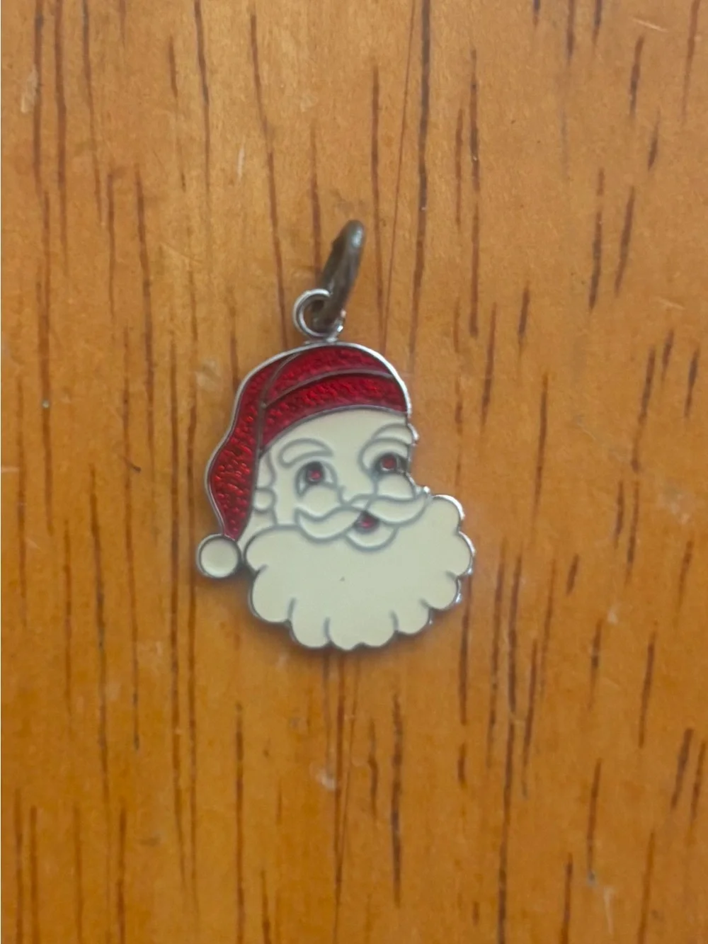 Vintage Santa Claus Sterling Silver Enamel Charm - Red & White